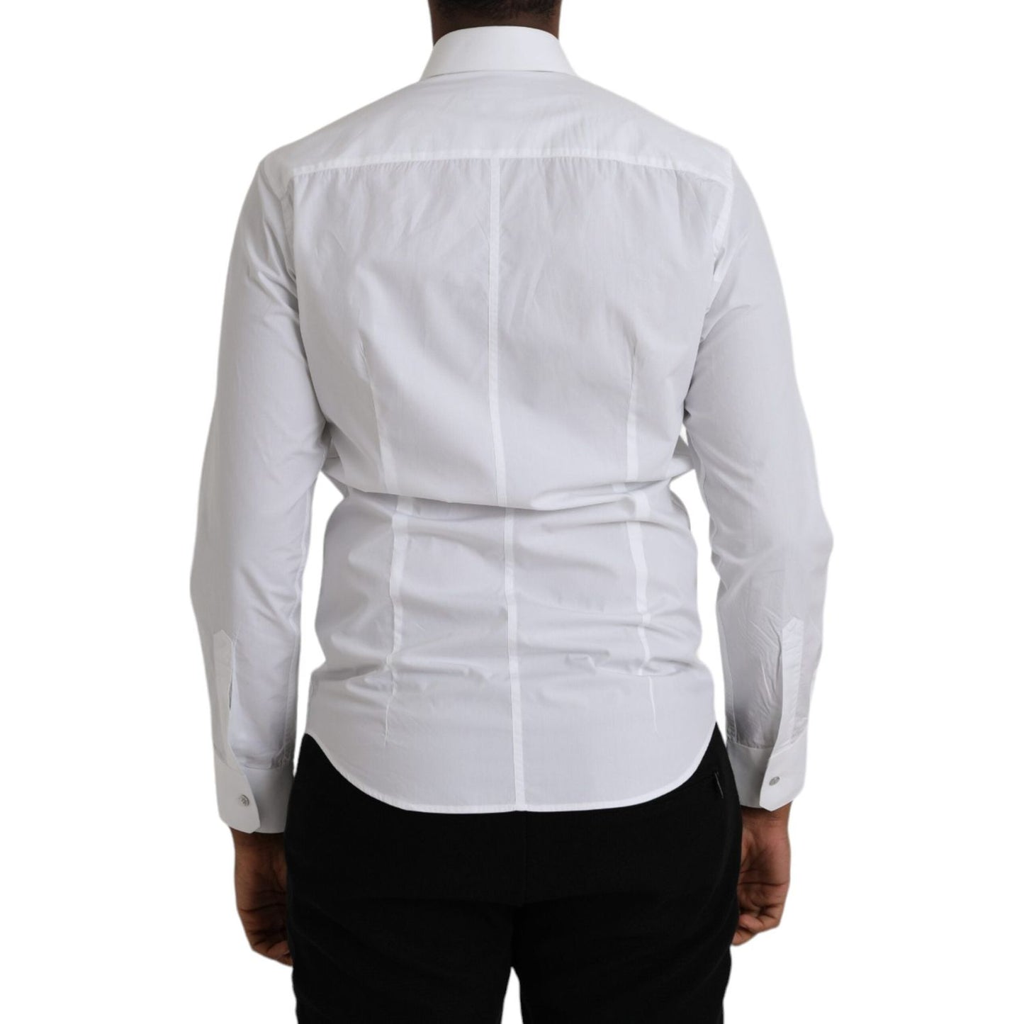Dolce & Gabbana White Cotton Long Sleeve Dress MARTINI Shirt TSH86312-37