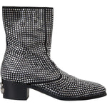 Dolce & Gabbana Black Rhinestone Crystal Chelsea Boots Shoes MV5722-45