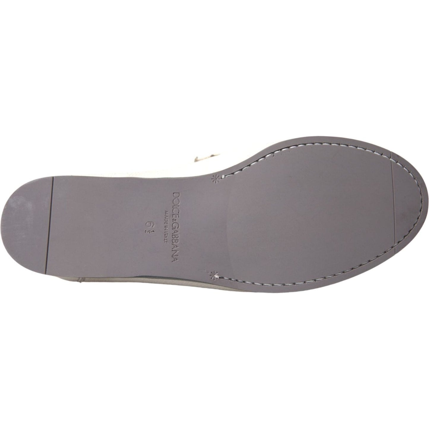 Dolce & Gabbana White Gray Leather Slip Mocassin Shoes Loafer MV5676-39.5