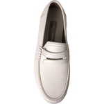 Dolce & Gabbana White Gray Leather Slip Mocassin Shoes Loafer MV5676-39.5