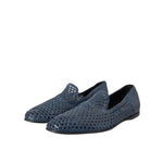 Dolce & Gabbana Blue Woven Leather Slip On Loafers Men Shoes MV5758-42