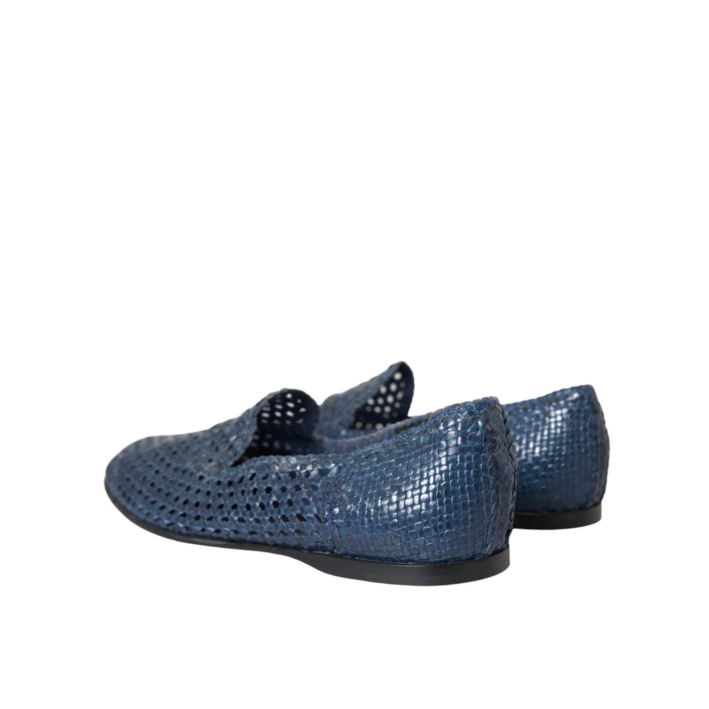 Dolce & Gabbana Blue Woven Leather Slip On Loafers Men Shoes MV5758-42
