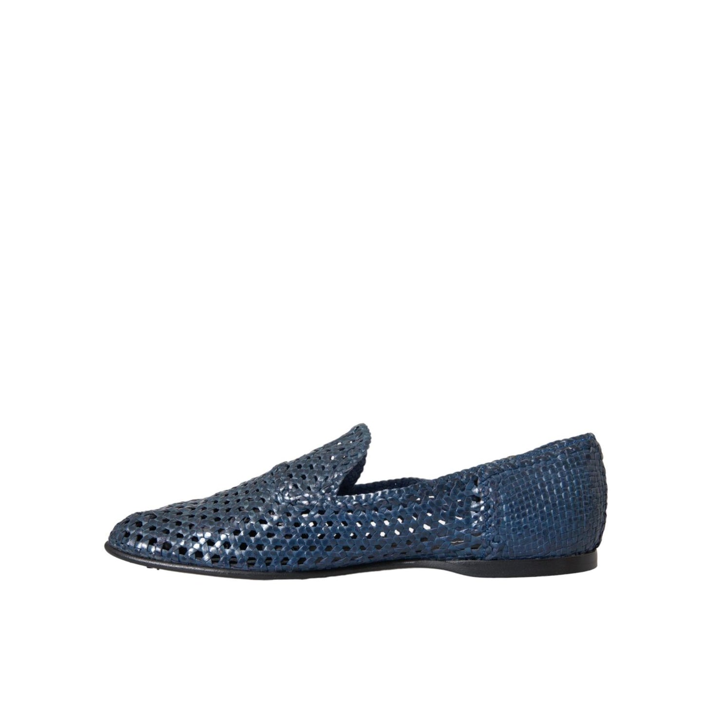 Dolce & Gabbana Blue Woven Leather Slip On Loafers Men Shoes MV5758-42