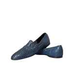 Dolce & Gabbana Blue Woven Leather Slip On Loafers Men Shoes MV5758-42