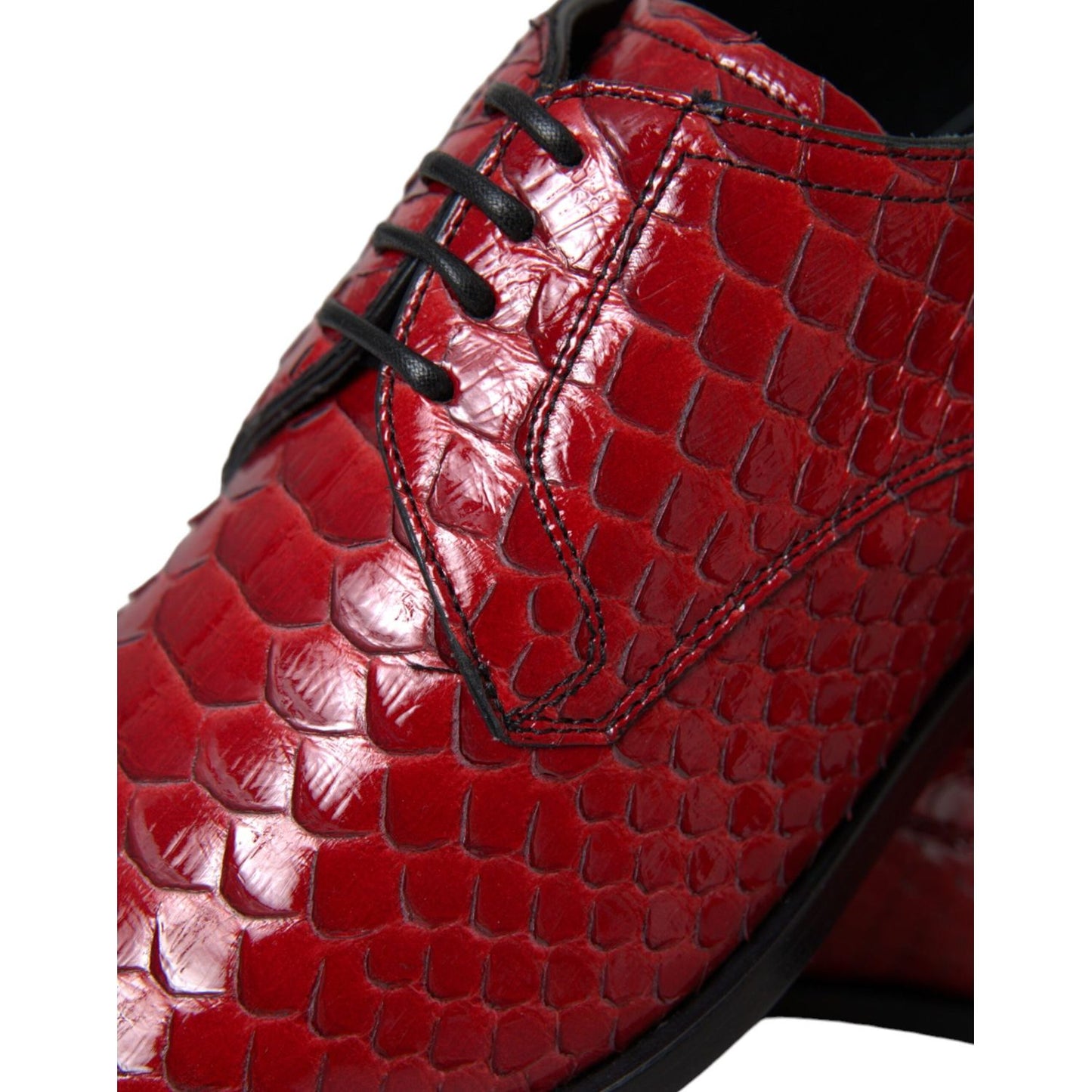 Dolce & Gabbana Red Textured Varnished Derby Men Formal Shoes MV5741-39