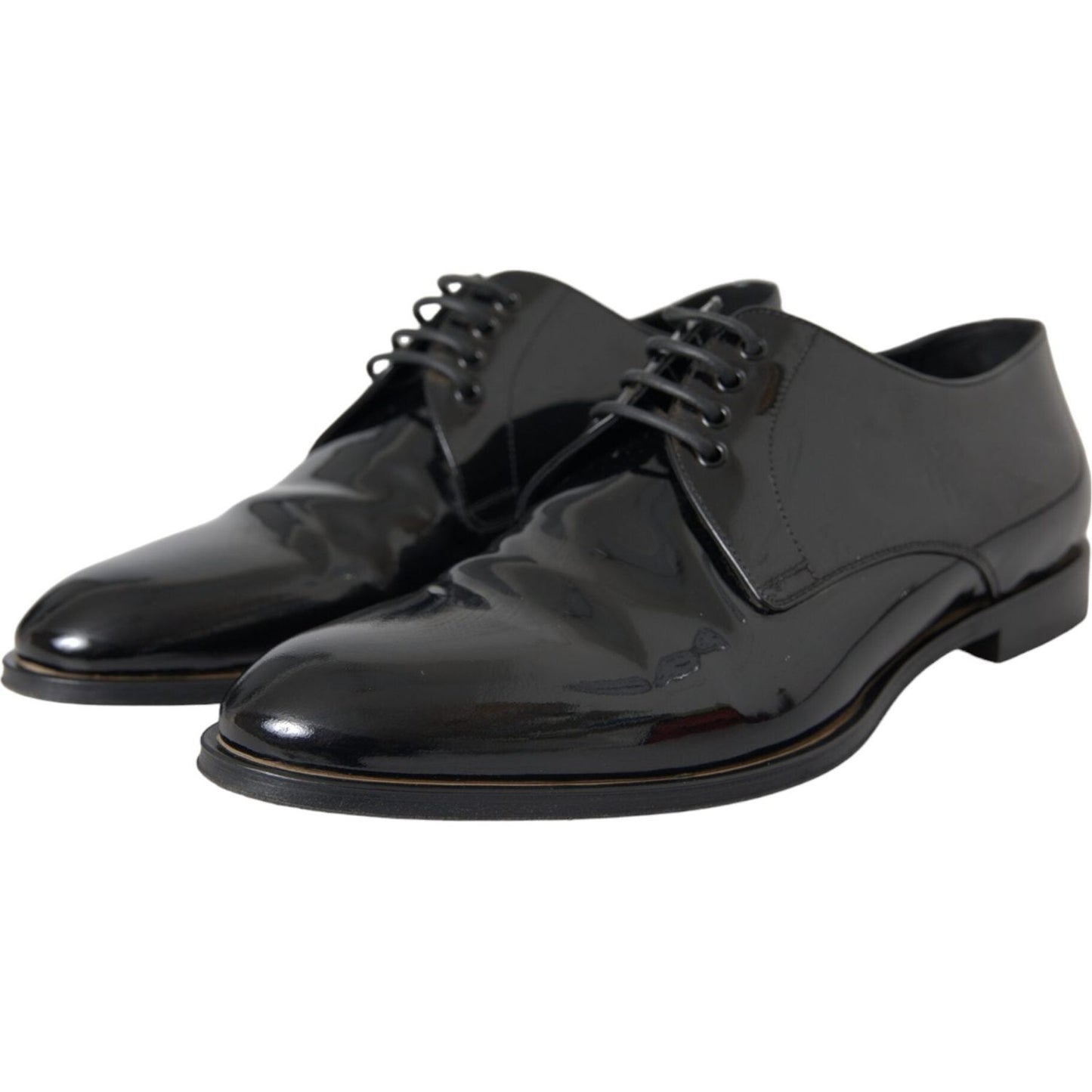 Dolce & Gabbana Black Patent Leather Derby Formal Dress Shoes MV5780-42
