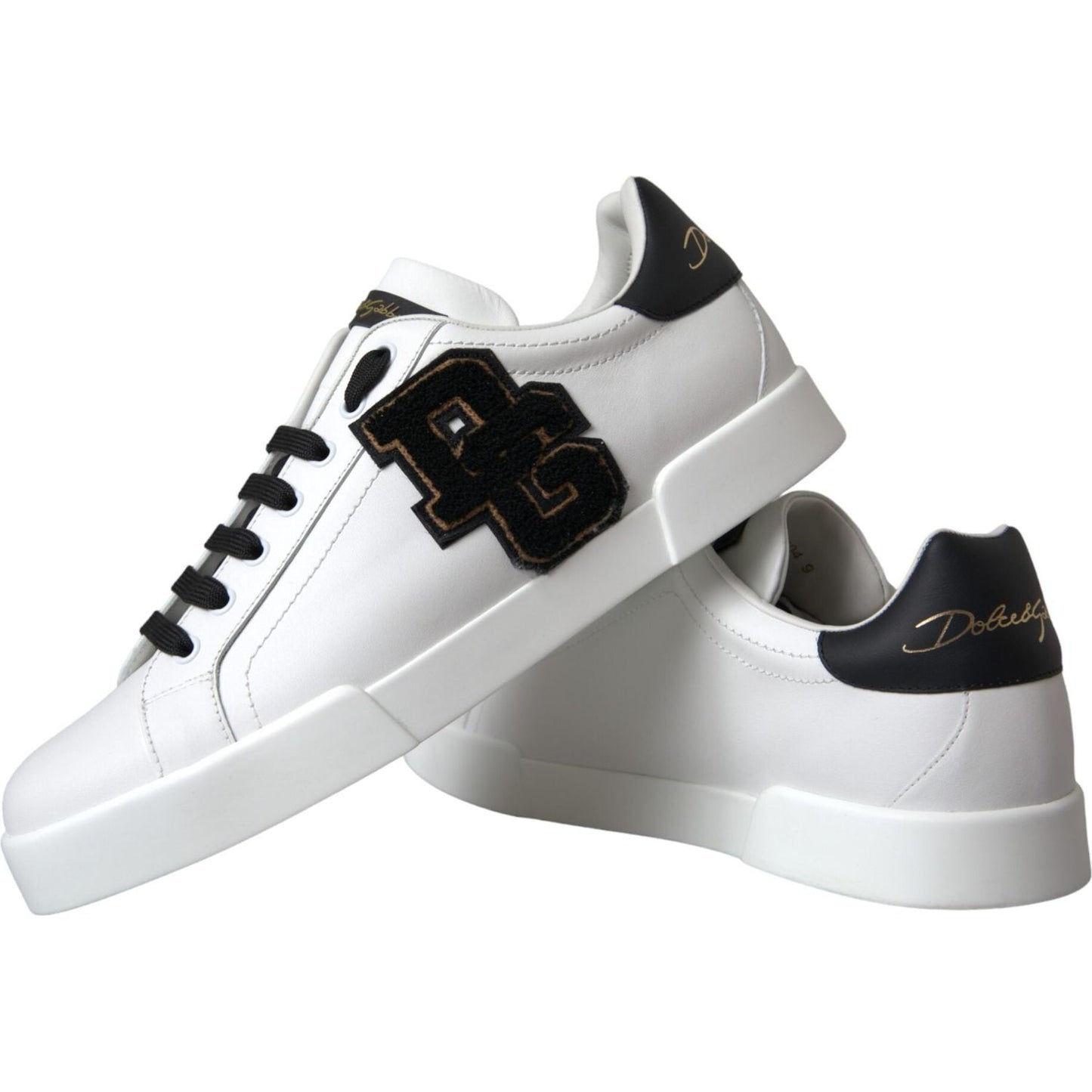Dolce & Gabbana White Leather DG Logo Casual Low Top Sneakers Shoes MV5710-41.5