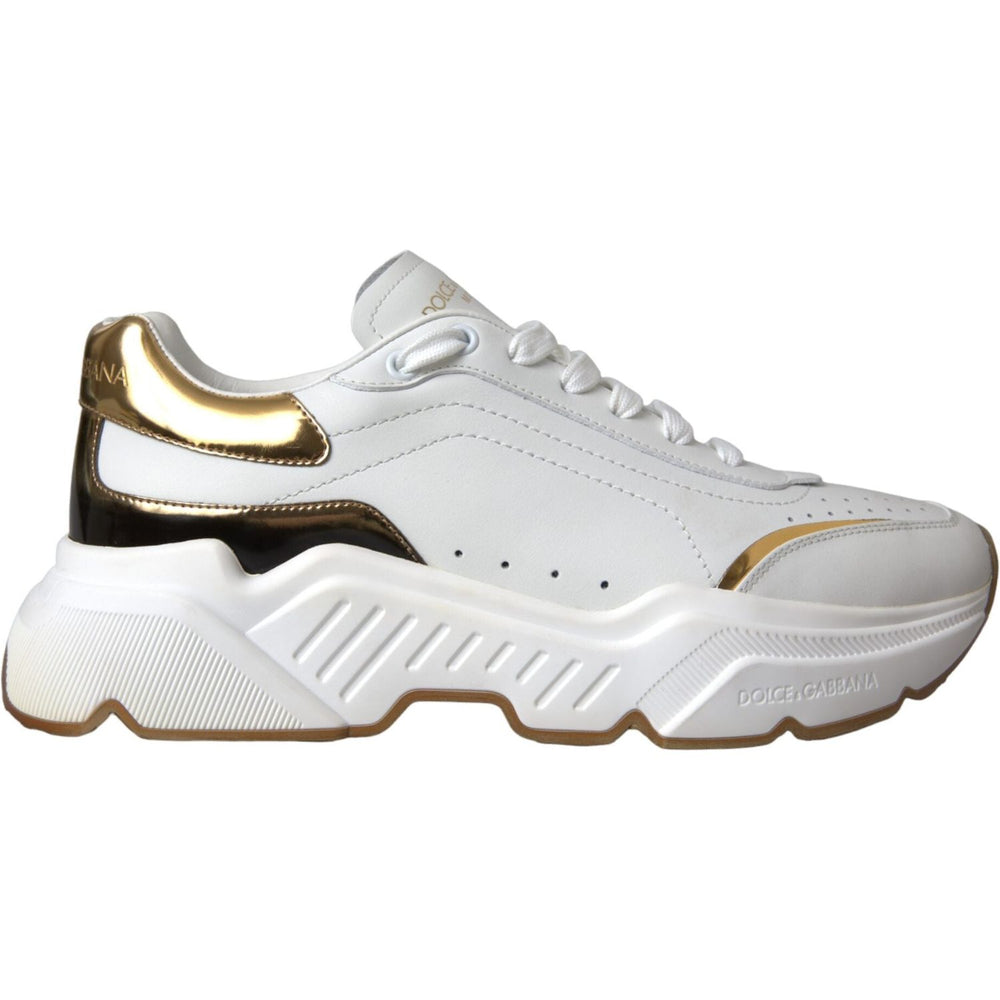 Dolce & Gabbana White Gold DAYMASTER Leather Sneakers Men Shoes MV5712-41.5