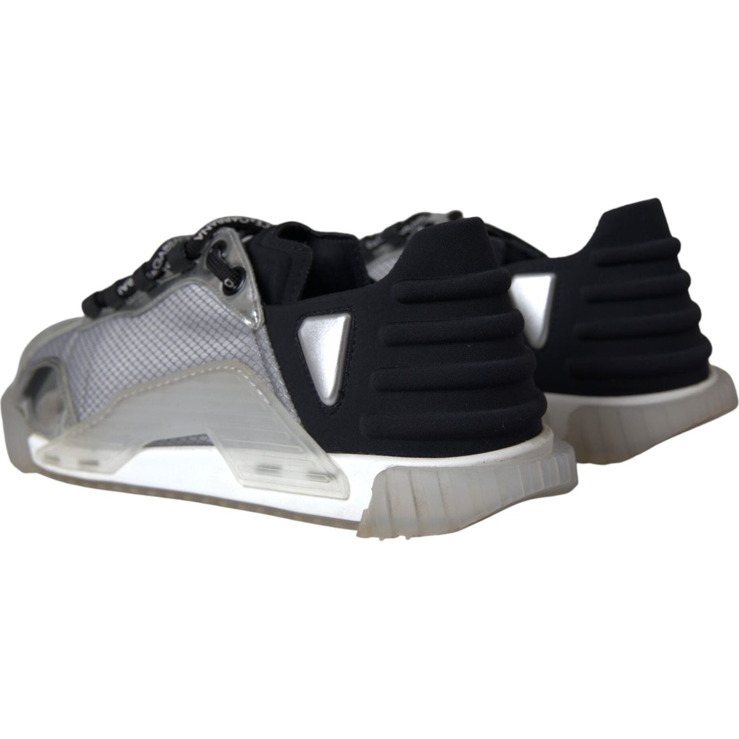 Dolce & Gabbana Silver Black Nylon NS1 Low Top Sneakers Men Shoes MV5754-41.5
