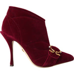 Dolce & Gabbana Dolce & Gabbana Dark Red Velvet Devotion Buckle Boots Shoes LA11085-36 1728,67345645728,Boots - Women - Shoes,Dolce & Gabbana,EU36/US5.5,EU37/US6.5,EU39.5/US9,EU39/US8.5,EU40/US9.5,Material: 99% Cotton 1% Elastane Velvet,New with tags,Red,