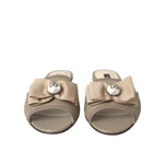 Dolce & Gabbana Beige Logo Pearl Flats Sandals Slides Shoes LA10971-35
