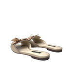 Dolce & Gabbana Beige Logo Pearl Flats Sandals Slides Shoes LA10971-35