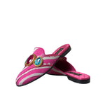 Dolce & Gabbana Pink Jacquard Crystal Mule Flat Sandals Shoes LA11172-38