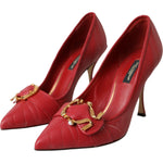 Dolce & Gabbana Red Devotion Leather Heels Pumps Shoes Dolce & Gabbana Brown