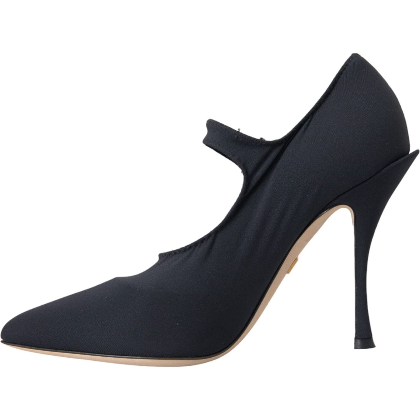Dolce & Gabbana Black Mary Jane Jersey Crystal Pumps Shoes LA11197-36.5
