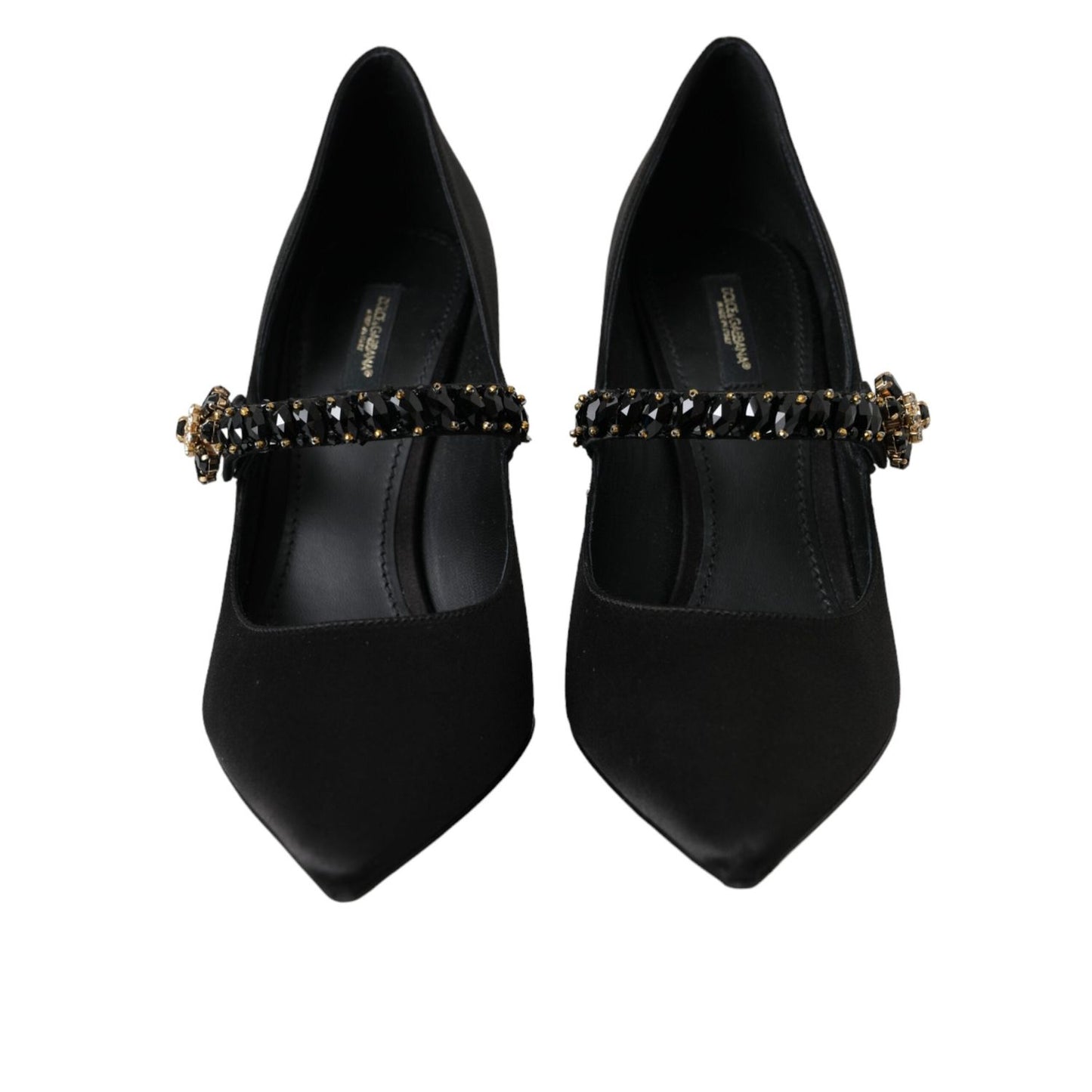Dolce & Gabbana Black Mary Jane Crystal Heels Pumps Shoes LA11208-40