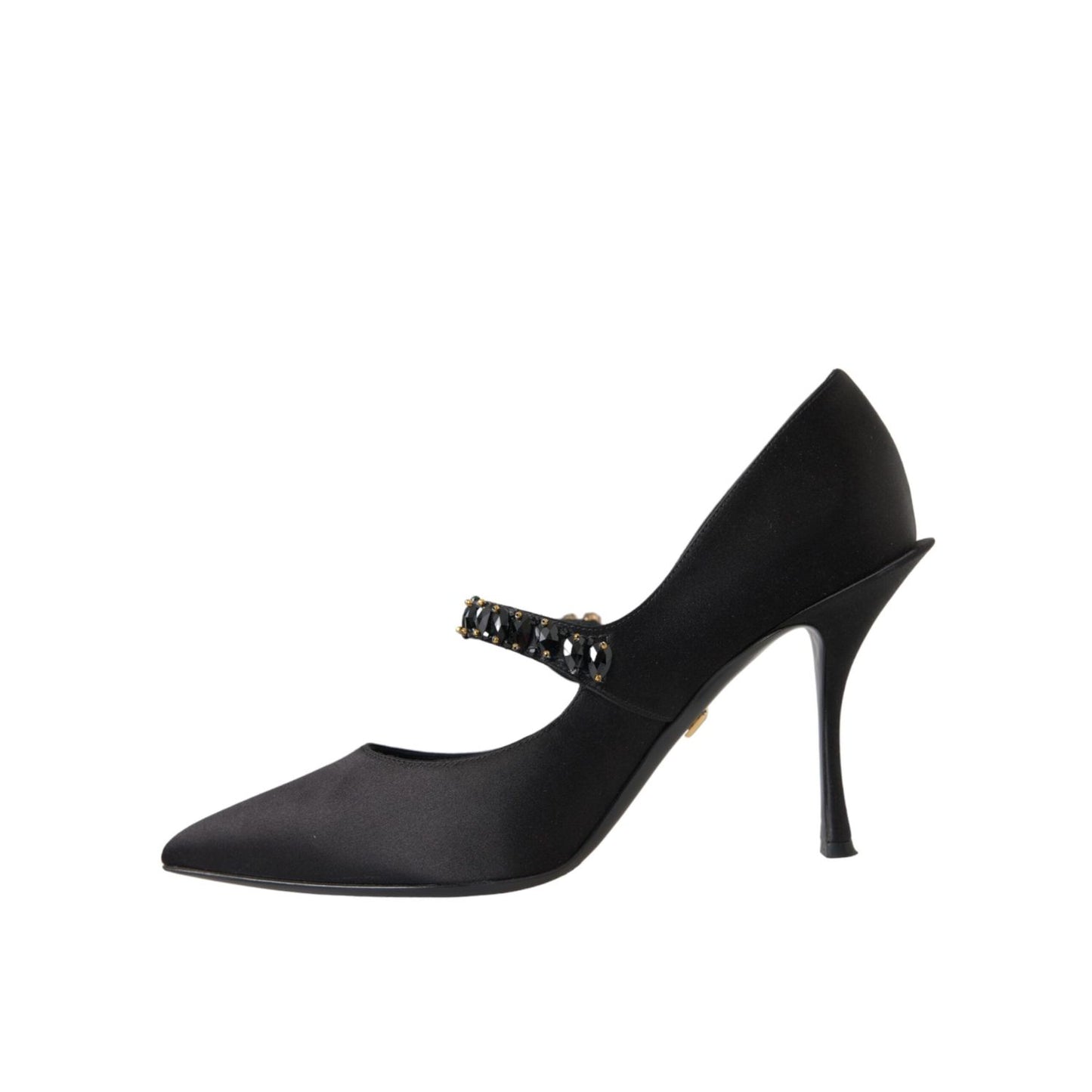 Dolce & Gabbana Black Mary Jane Crystal Heels Pumps Shoes LA11208-40