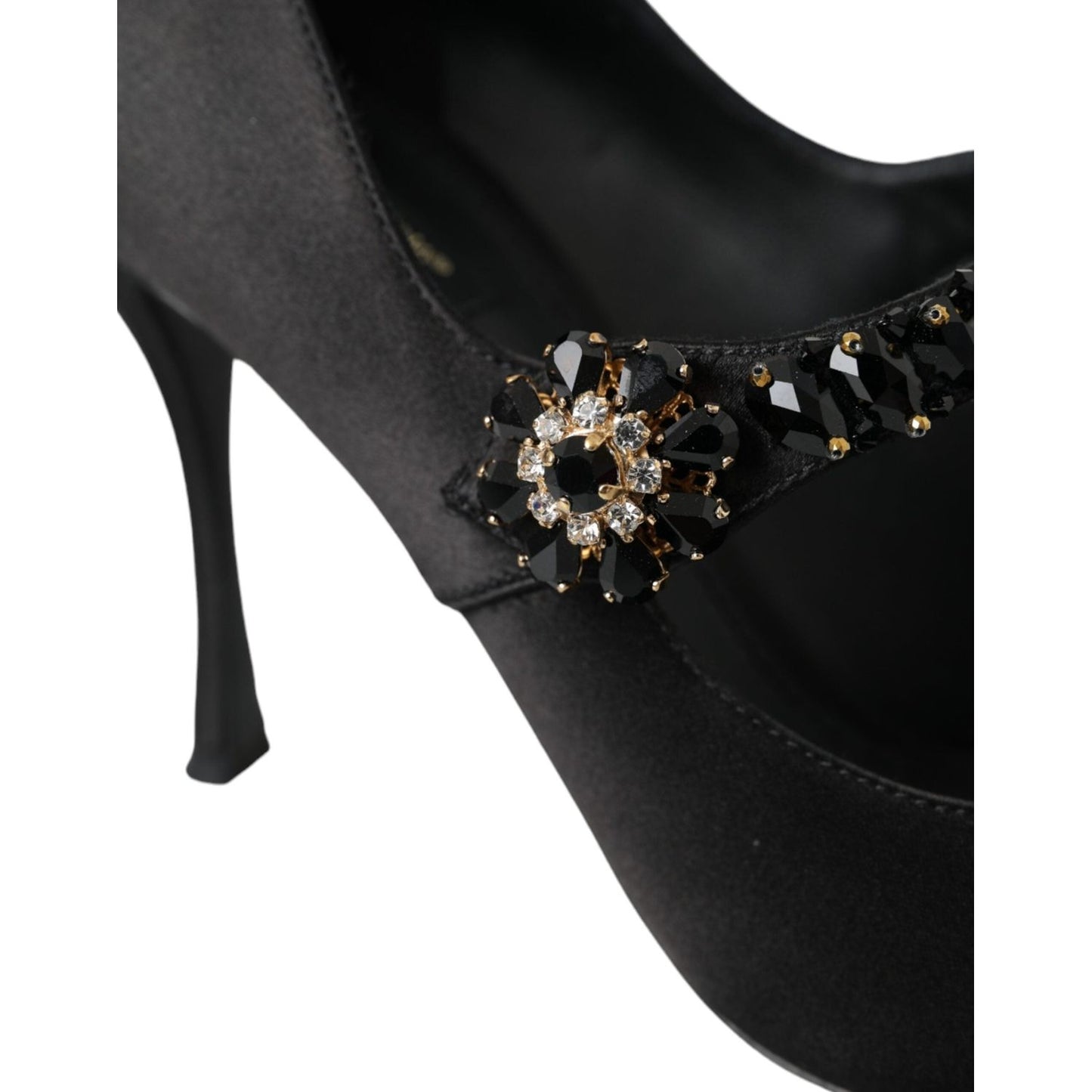 Dolce & Gabbana Black Mary Jane Crystal Heels Pumps Shoes LA11208-40