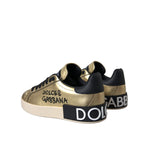 Dolce & Gabbana Gold Portofino Calf Leather Sneakers Women Shoes LA11149-36.5