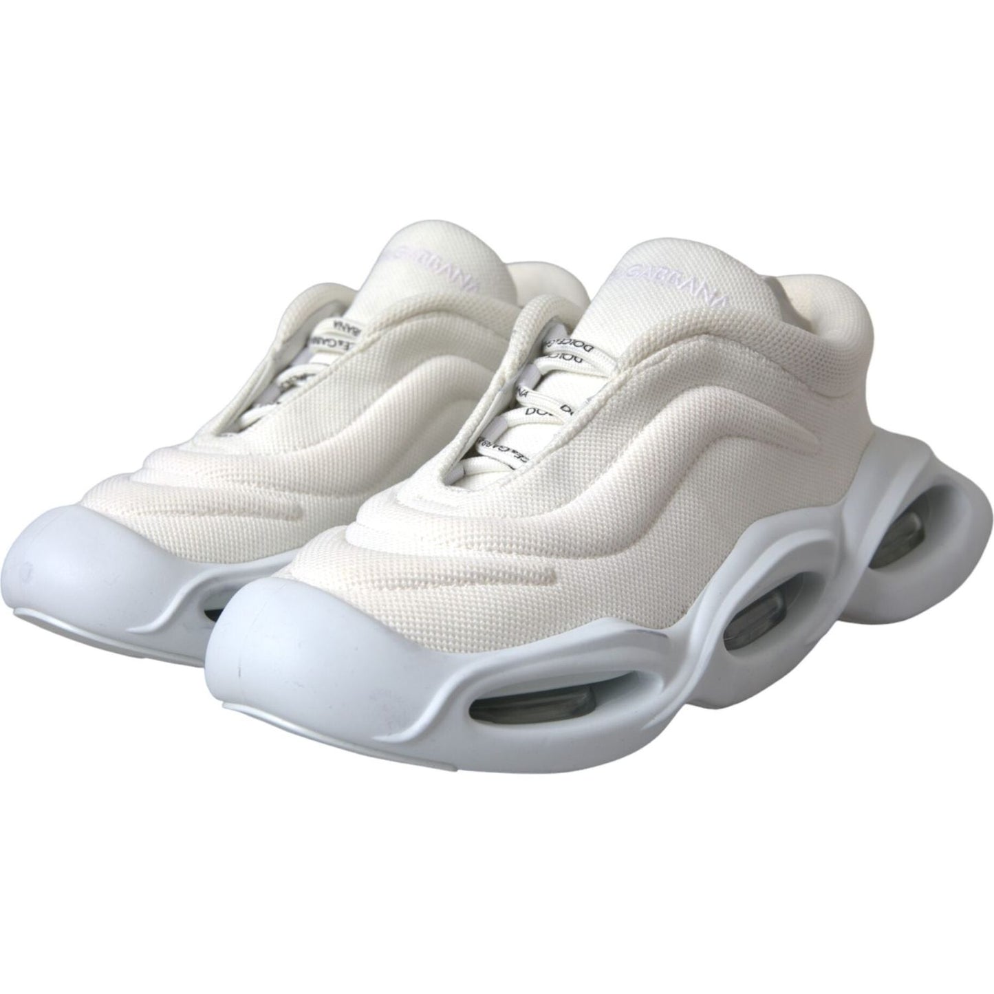 Dolce & Gabbana White Padded Fabric Wave Low Top Sneakers Shoes LA11169-39