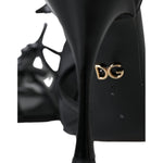 Dolce & Gabbana Black Mesh T-strap Heels Sandals Shoes LA11162-37