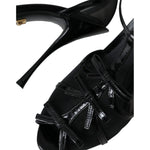 Dolce & Gabbana Black Mesh T-strap Heels Sandals Shoes LA11162-37