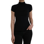 Costume National Black Turtleneck Viscose Short Sleeve Top TSH84147-S