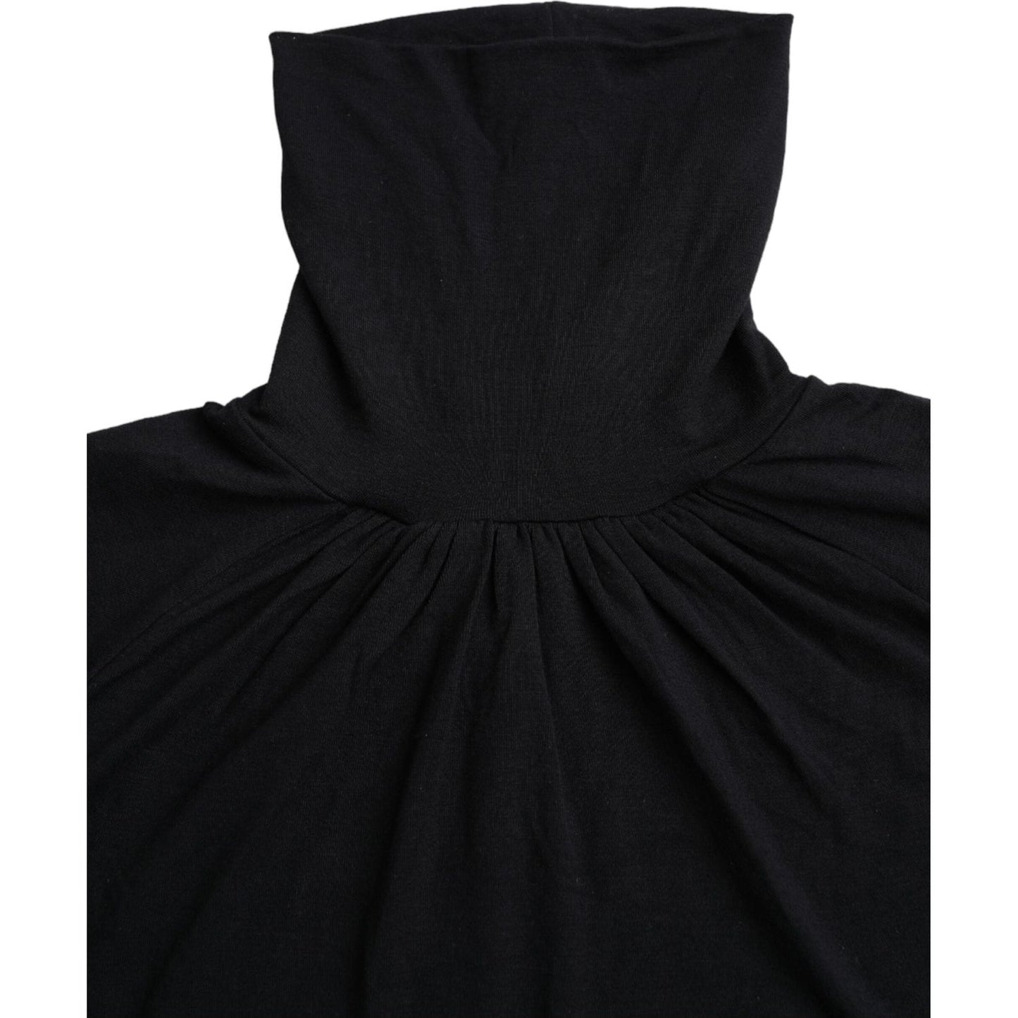 Costume National Black Turtleneck Viscose Short Sleeve Top TSH84147-S