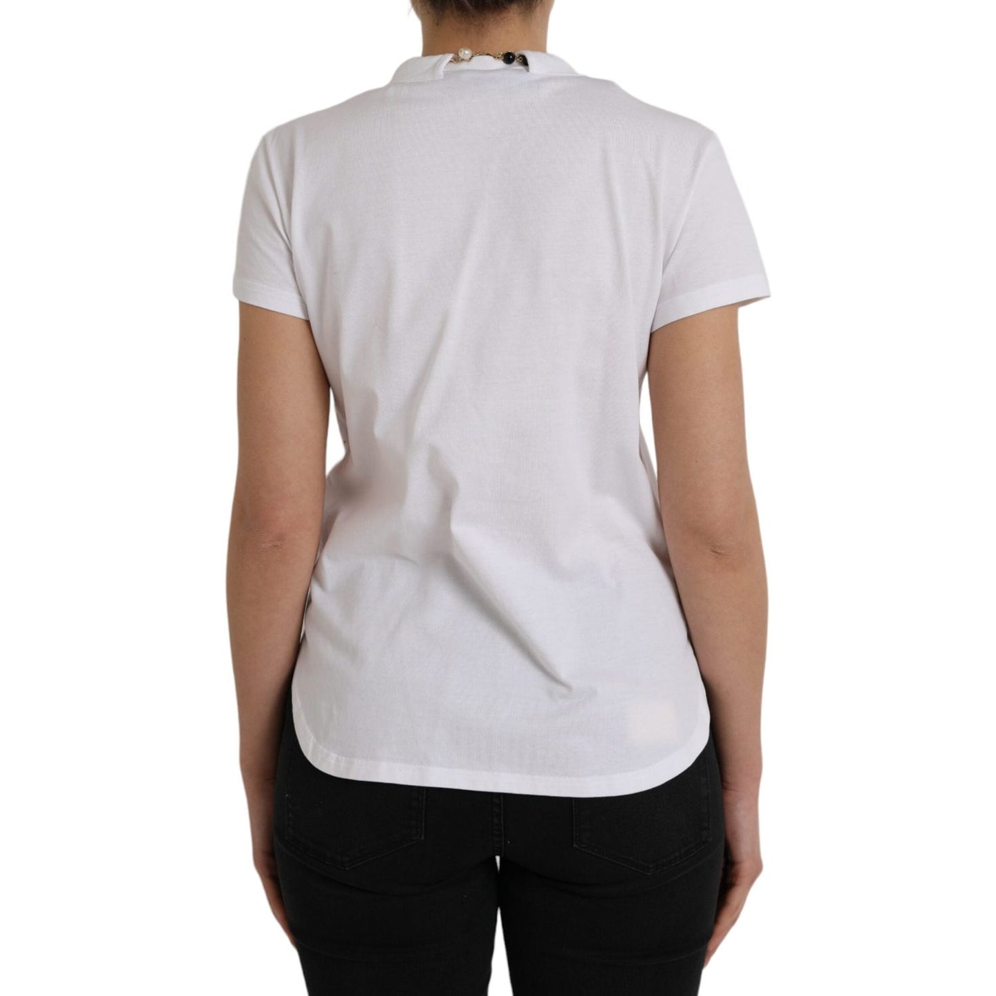 Dolce & Gabbana White Cotton Necklace Short Sleeves T-shirt TSH84876-38