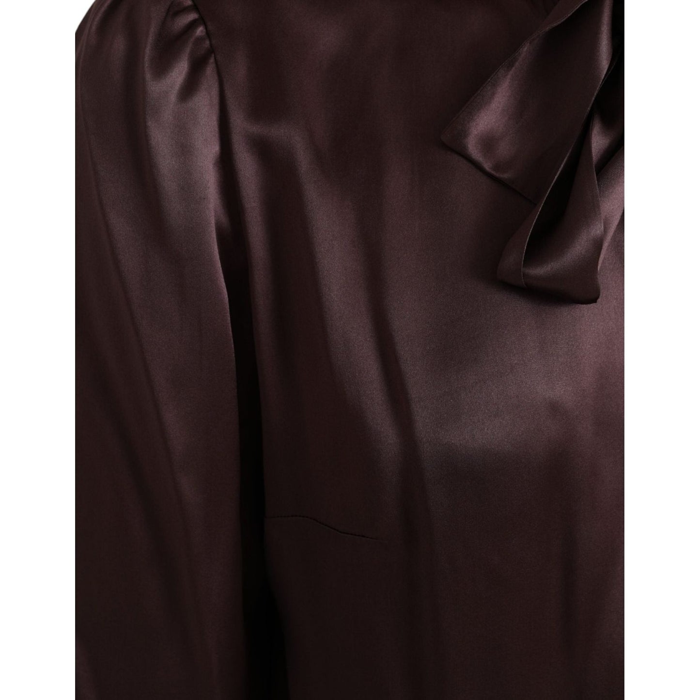 Dolce & Gabbana Brown Ascot Collar Long Sleeve Top Blouse TSH852022-48