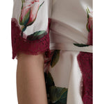 Dolce & Gabbana White Floral Lace Silk Short Sleeves Top TSH852024-42