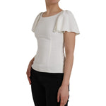 Dolce & Gabbana White Viscose Round Neck Short Sleeves Top TSH852018-36