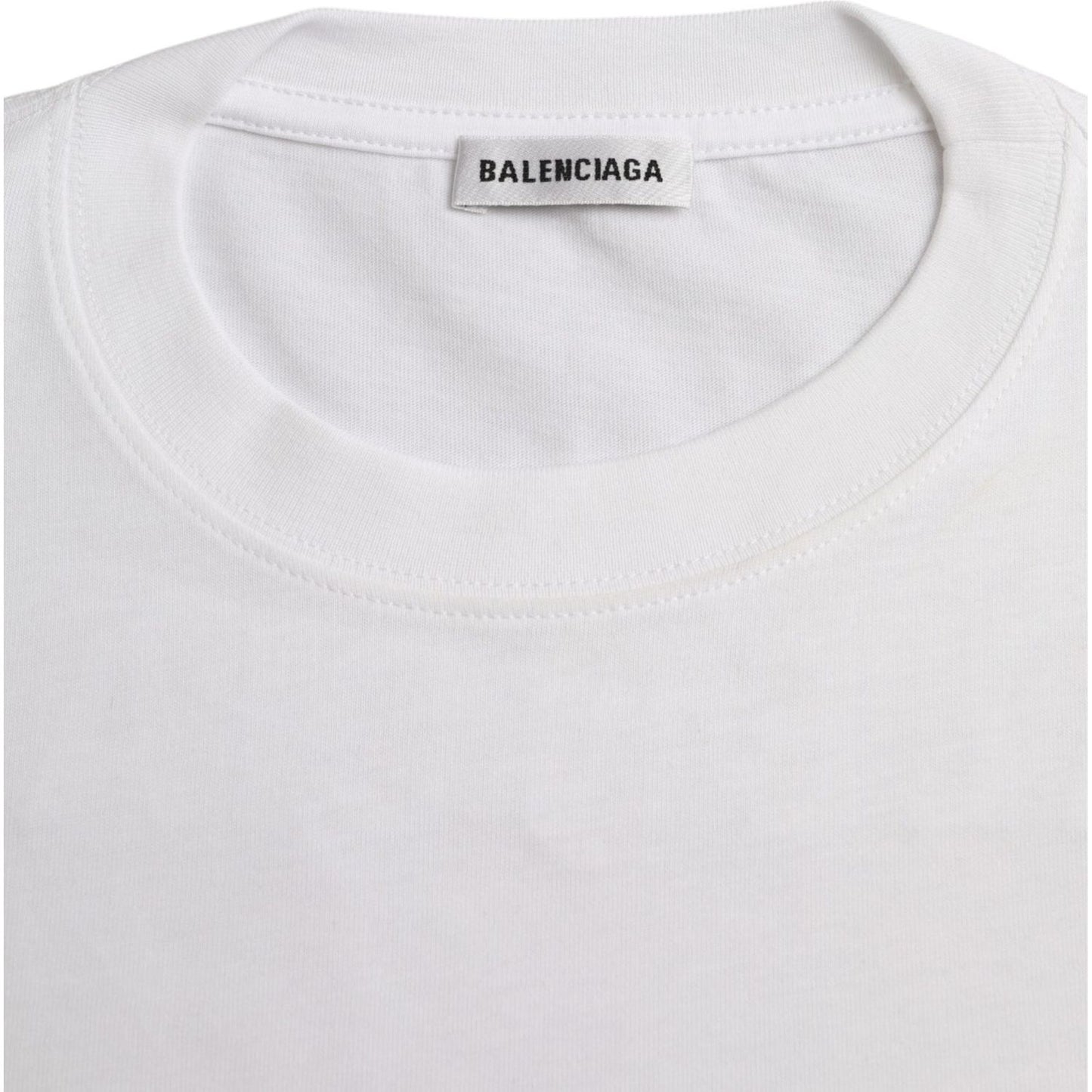 Balenciaga White Cotton Crew Neck Short Sleeves T-shirt TSH85027-L