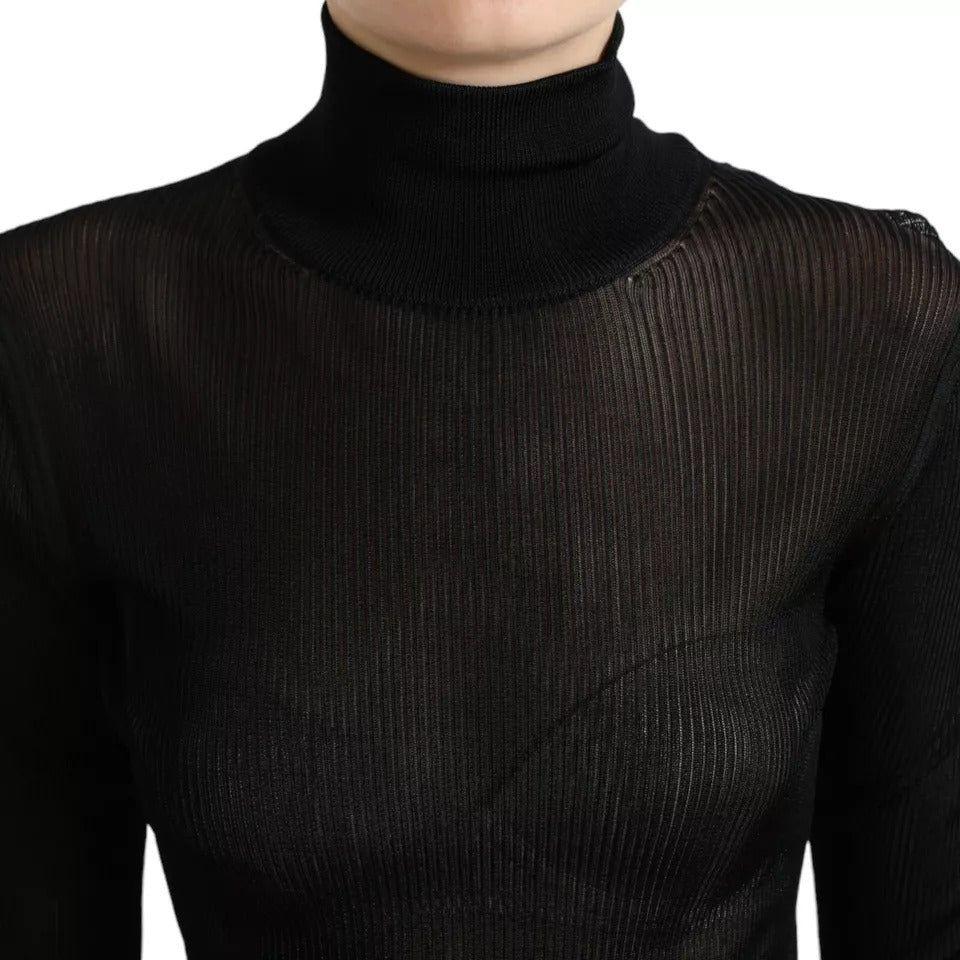 Dolce & Gabbana Black Viscose Turtle Neck Pullover Sweater TSH84244-44