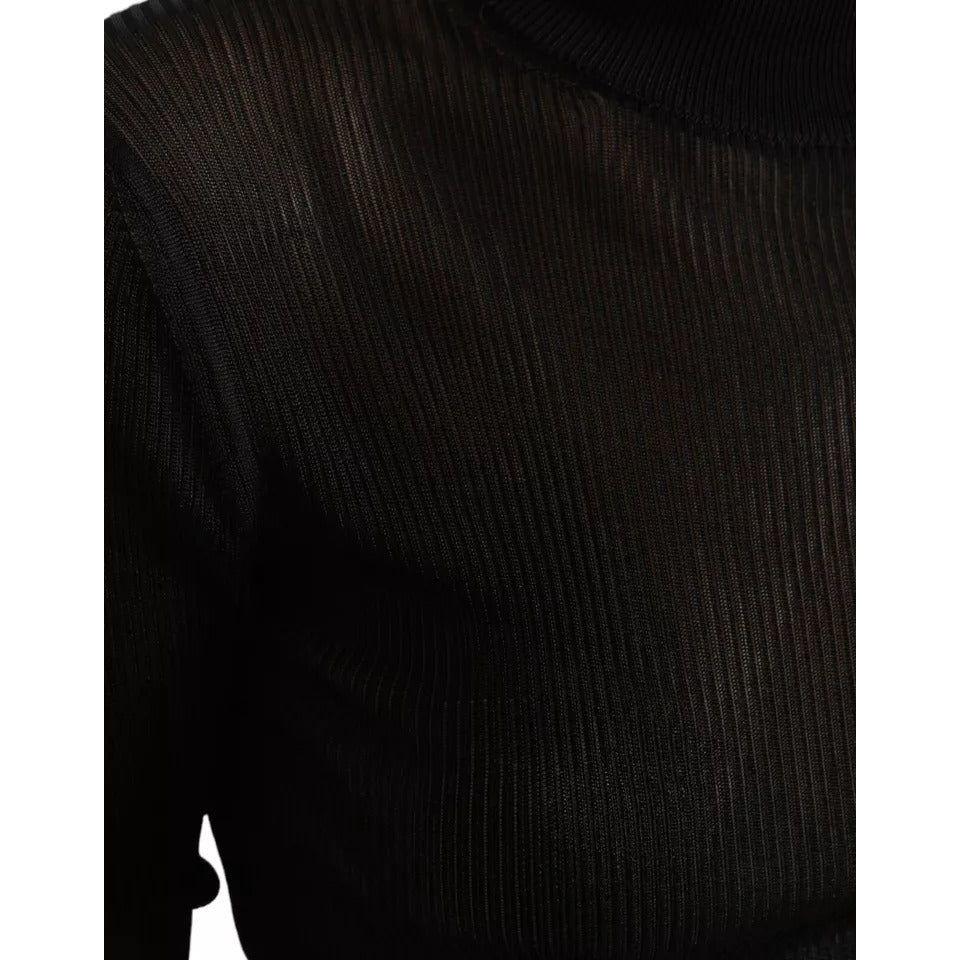 Dolce & Gabbana Black Viscose Turtle Neck Pullover Sweater TSH84244-44