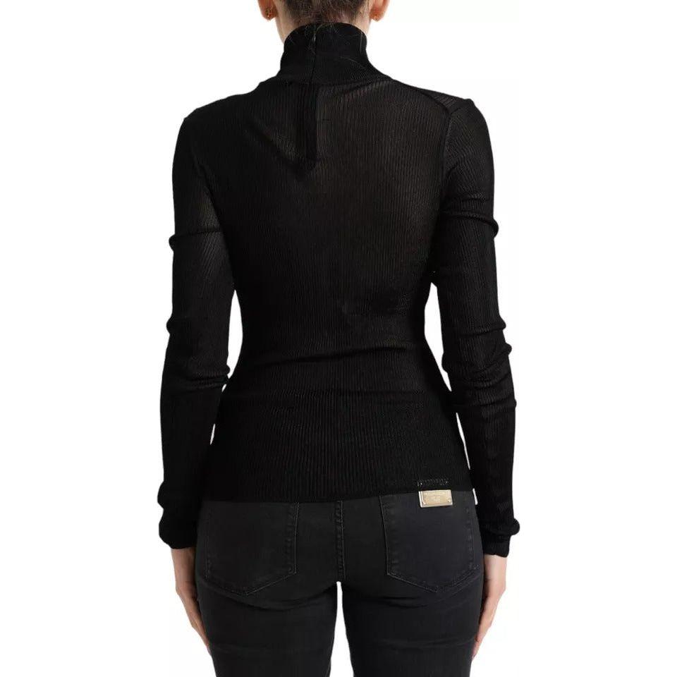 Dolce & Gabbana Black Viscose Turtle Neck Pullover Sweater TSH84244-44