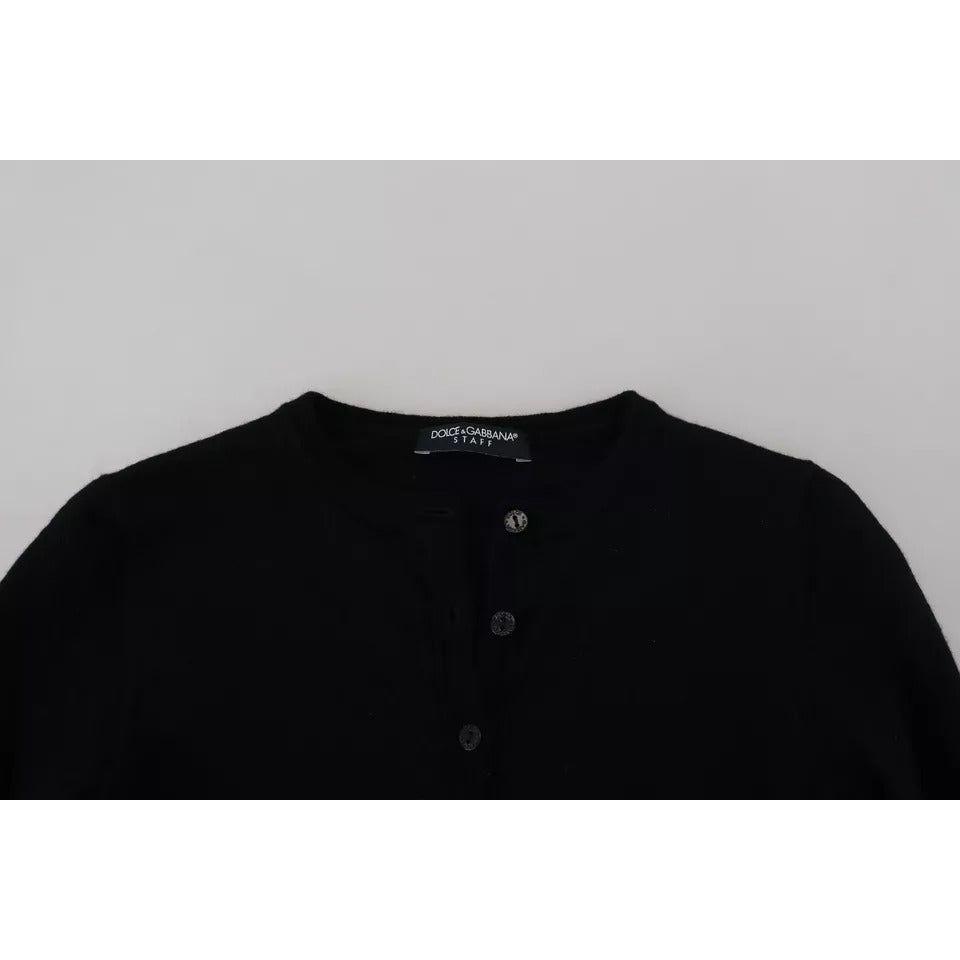 Dolce & Gabbana Black Button Down Slim Cardigan Wool Sweater TSH82981-40