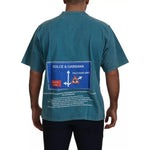 Dolce & Gabbana Blue Logo Print Crewneck Tee Cotton T-shirt Dolce & Gabbana Dark Slate Gray