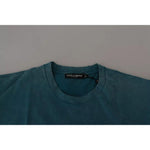 Dolce & Gabbana Blue Logo Print Crewneck Tee Cotton T-shirt Dolce & Gabbana Dark Slate Gray