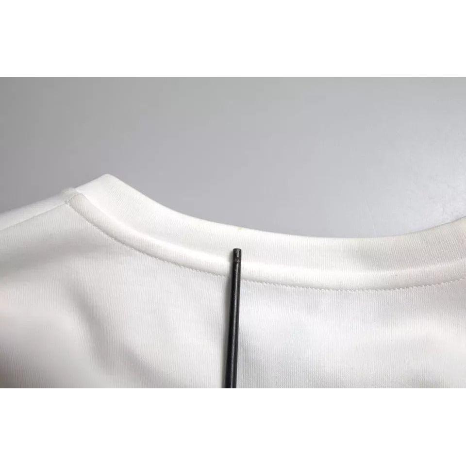 Dolce & Gabbana White Cotton Black HOT Crystal Top T-shirt TSH84220-42