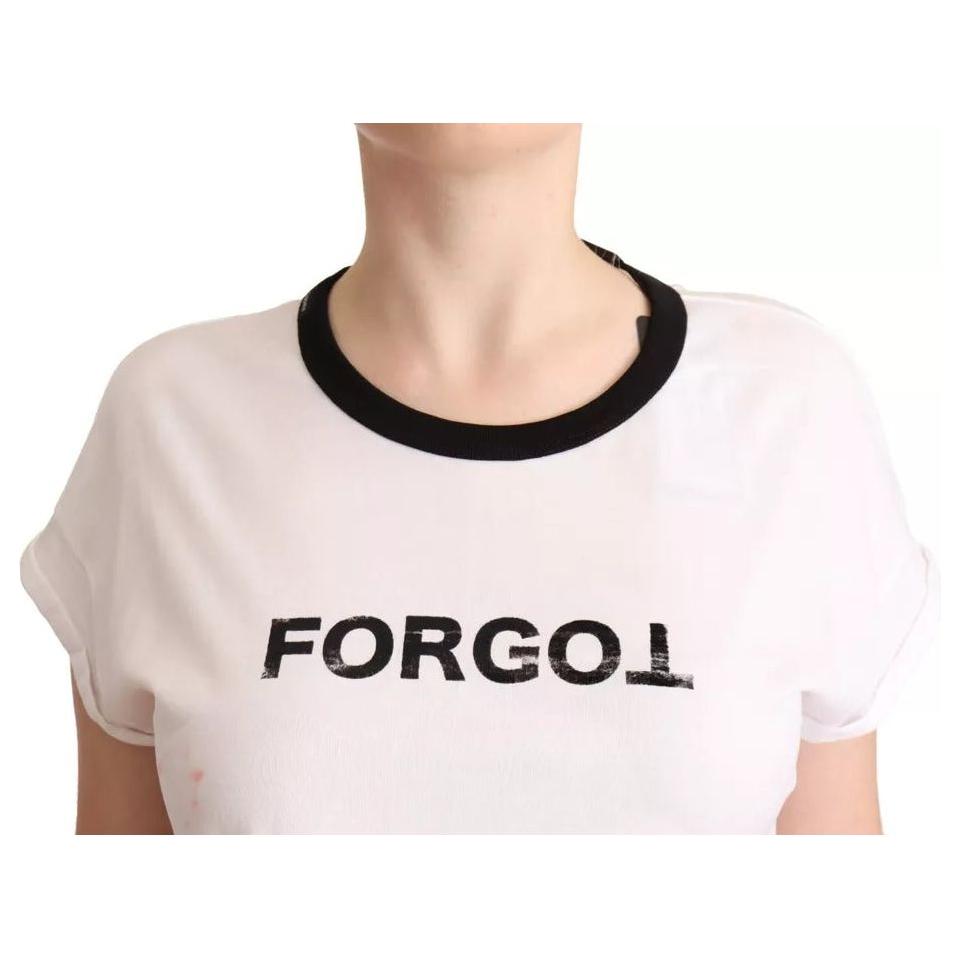 Dolce & Gabbana White Forgot Print Short Sleeves Crop T-shirt TSH7168-42