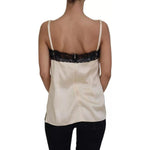 Dolce & Gabbana Beige Lace Spaghetti Logo Embroidery Top TSH82990-42