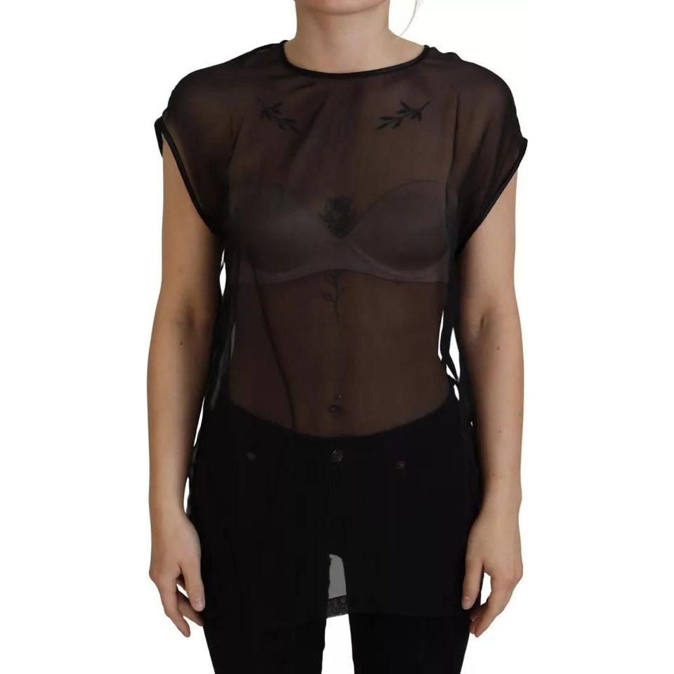 Dolce & Gabbana Black Mesh Transparent Blouse Pullover Top TSH84005-40