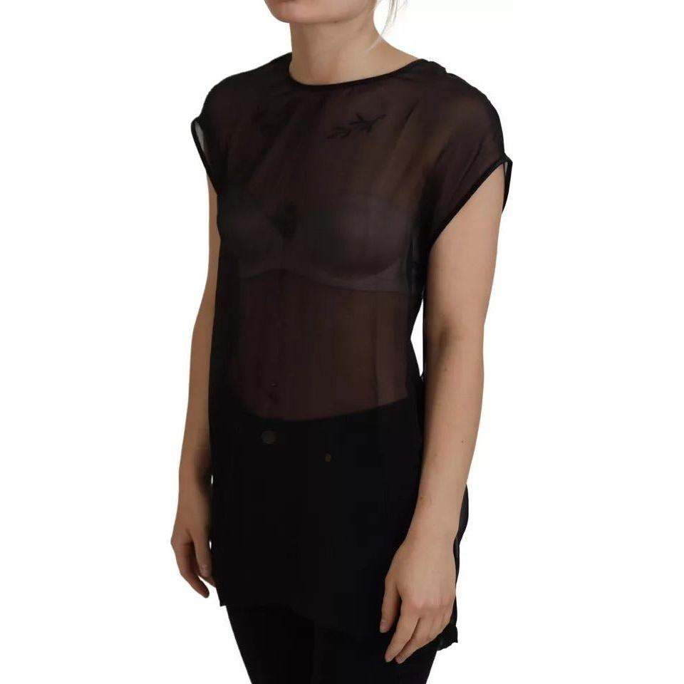Dolce & Gabbana Black Mesh Transparent Blouse Pullover Top TSH84005-40