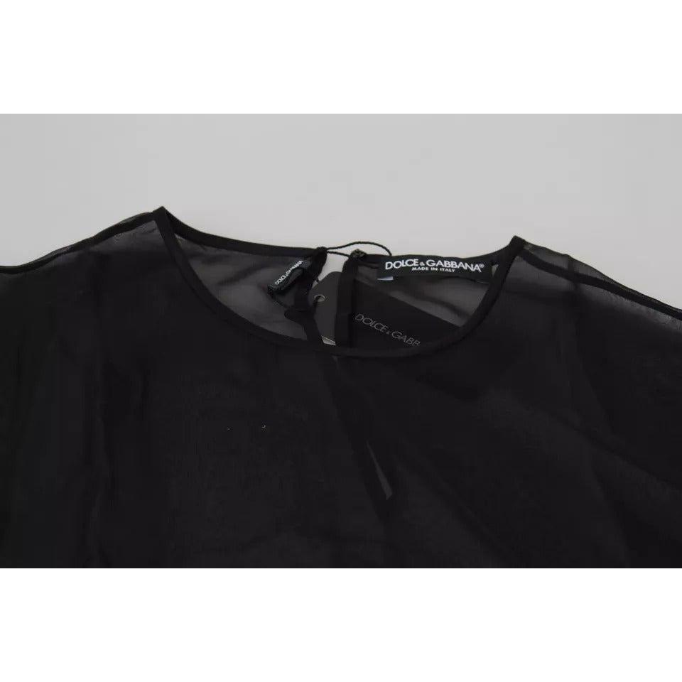 Dolce & Gabbana Black Mesh Transparent Blouse Pullover Top TSH84005-40