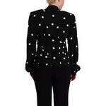 Dolce & Gabbana Black Polka Dots Silk Pussy Bow Long Sleeves Top TSH7619-40