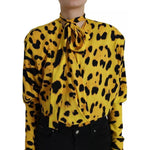 Dolce & Gabbana Yellow Leopard Print Long Sleeves Top Blouse Dolce & Gabbana Dark Goldenrod
