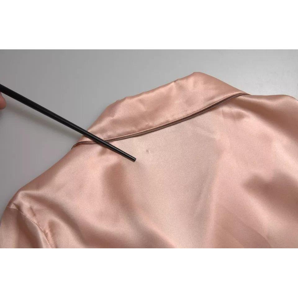 Dolce & Gabbana Pink Silk Long Sleeves Logo Pajama Blouse Top TSH84343-42