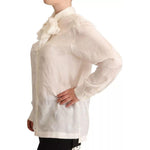 Dolce & Gabbana White Blouse Ascot Collar Shirt Silk Button Top TSH7043-42
