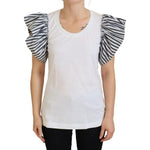 Dolce & Gabbana White Striped Short Sleeves Pullover Top TSH83940-40
